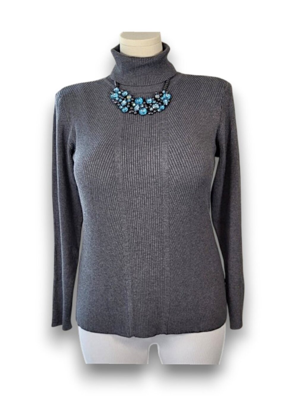 Cato Gray Stretch Ribbed Turtleneck Sweater – Plus Size 18/20W - Picture 2 of 10